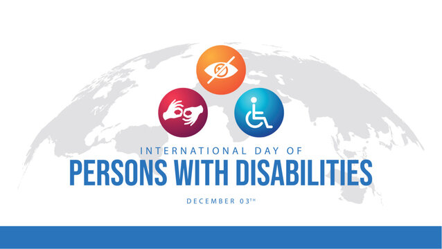 International day of persons with disabilities. Celebrated every year on December 3. Suitable for banners, web, social media, greeting cards etc