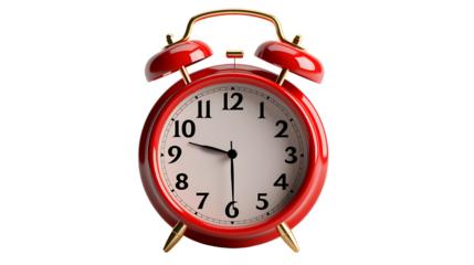 Vintage Alarm Clock on White Background Isolated on Transparent or White Background, PNG