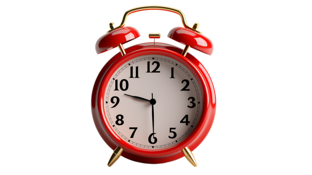 Vintage Alarm Clock on White Background Isolated on Transparent or White Background, PNG