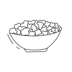 Vector popcorn illustration. Doodle. Isolated on white background.