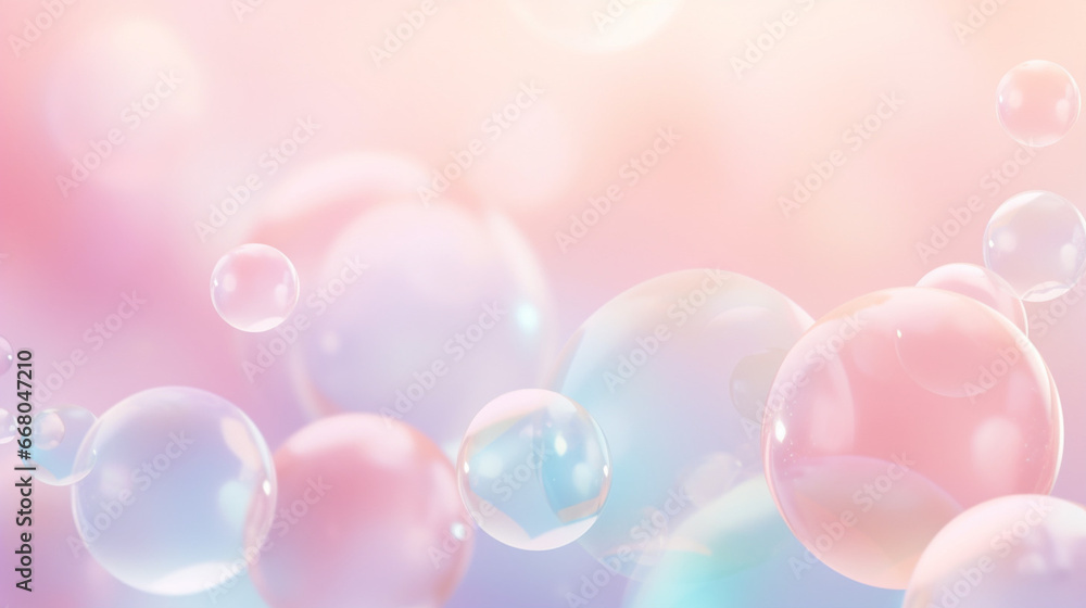 Poster background pastel gradient with sphere of balls. generative ai.