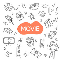Set of Vector illustrations of cinema