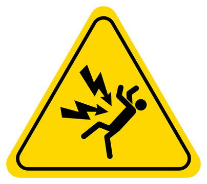 High voltage sign square yellow, electrical hazard signs