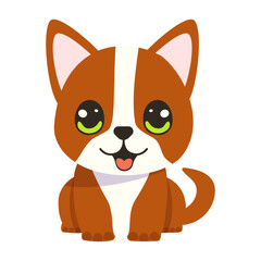 Cute dog flat cartoon animal