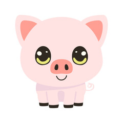 Cute pig cartoon flat animal