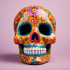 The bright sugarloaf skull is made in Mexican traditions.