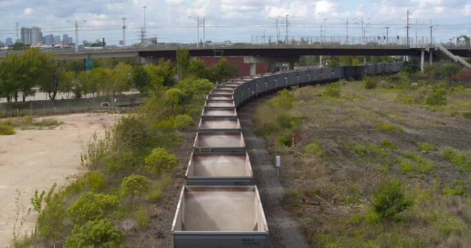 Over head view of train on train track