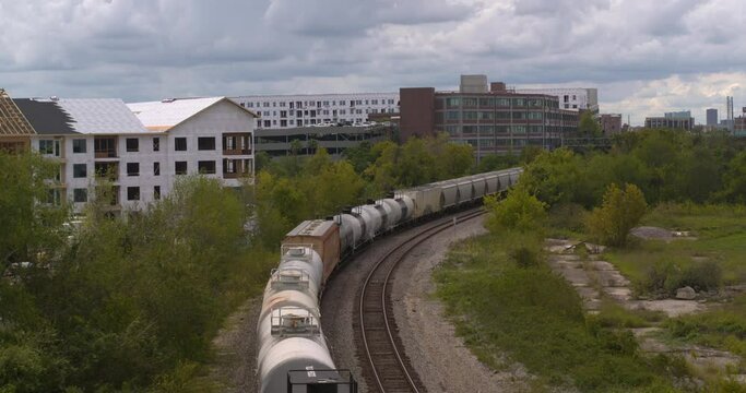 Establishing shot of train on train track