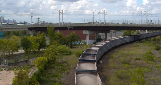Over head view of train on train track
