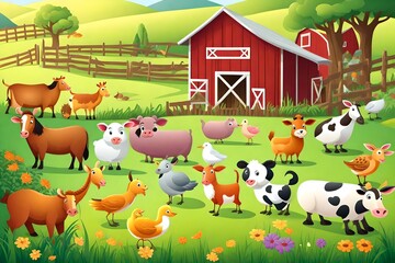 Obraz na płótnie Canvas illustration animal farm