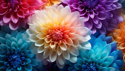 Colorful chrysanthemum flower macro shot