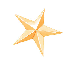 golden star watercolor isolated transparent background