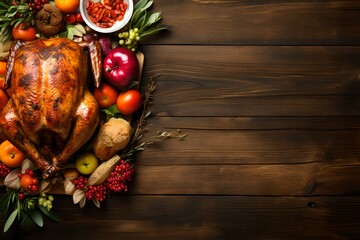 Thanksgiving-Freuden: Leckeres Festessen mit Truthahn und reichhaltigem Tisch - obrazy, fototapety, plakaty