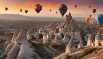 Cappadocia Turkey with many balloons