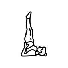 yoga video, yoga practice, yoga poses, recorded yoga, recorded video, time clock, yoga training, training course, online course, website, Shoulder Stand Pose Icon in vector. illustration
