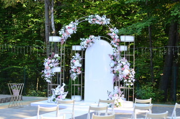 Outdoor wedding ceremony in the forest