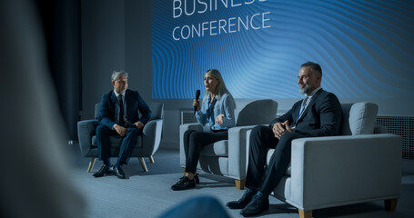 International Business Conference: Host Asking Caucasian Female Tech CEO a Question In Front Of...