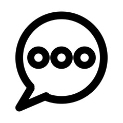 Speech Bubble Chat Icon Vector. Flat Black Icon Isolated on White Background.