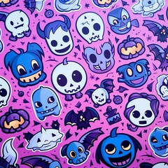 Obraz premium seamless pattern with kawai monsters. 