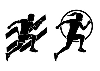 Fototapeta na wymiar silhouette of runners