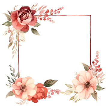 floral border frames template for greeting wedding invitation