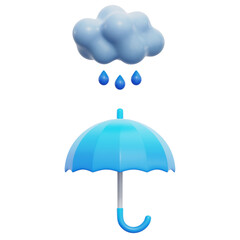 Rainy Weather 3D Icon Transparent Background For UI/UX