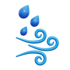 Rain & Windy Weather 3D Icon Transparent Background For UI/UX
