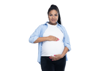 PNG, pregnant African American woman, isolated on white background.