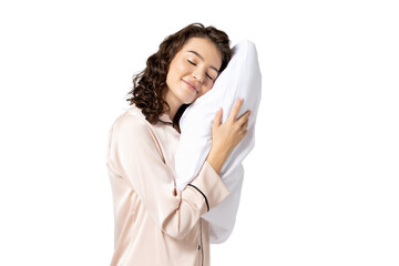 PNG girl with pillow isolated on white background.