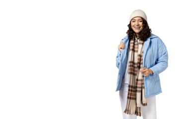 PNG, girl in warm clothes, isolated on white background.