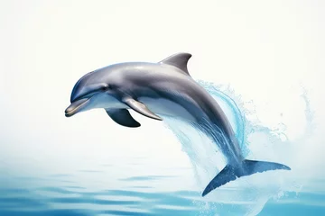 Zelfklevend Fotobehang Highresolution Stock Photo Of Dolphin Jumping Out Of Water © Anastasiia
