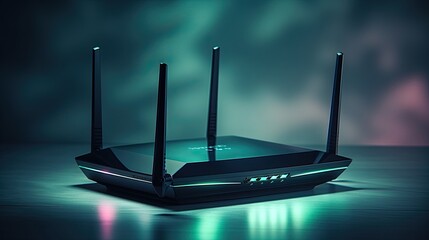 Image of a generic modern high-speed router. - obrazy, fototapety, plakaty