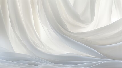 Image of white sheer curtains billowing in the breeze. - obrazy, fototapety, plakaty