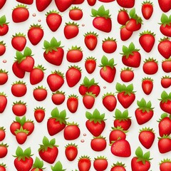 the strawberries with leaves on them are in a white surface
