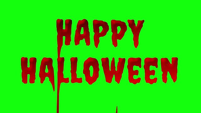 happy hallowen text animation happy hallowen title with blood dripping green screen effect with scary lightning effects