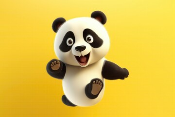 Obraz premium Joyful Panda Jumping And Playing On Isolated Background