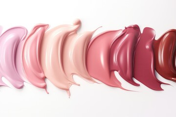 Liquid Lipstick And Base Smears Presented On Light Background