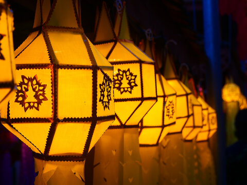Thai lamp lantern in twilight culture