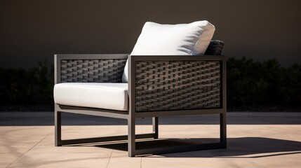 Closeup of gray lounge chair. Modern minimalist home living room interior. materials for furniture finishing