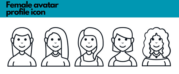 Set of female avatar profile icon