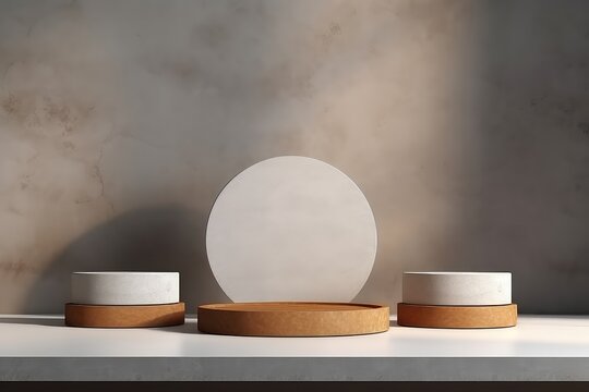 Product Display With Podium Pedestal Set Against Textured Background
