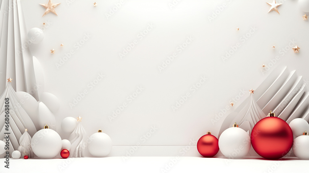 Fototapete christmas creative white background with copy space and white plaster christmas trees with festive r