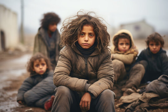 Palestinian refugees. Palestinian refugee children on the streets of the city