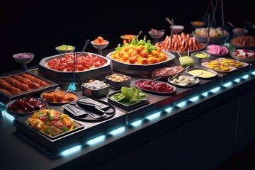 Obraz premium Realistic Buffet Food Made By Artificial Intelligence