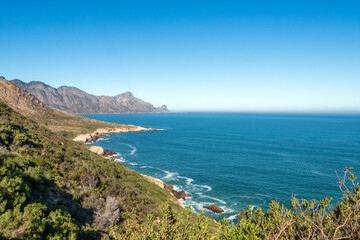 View of the Kogelberg Biosphere Reserve and seaside bays of the coastline 