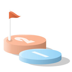 Bar chart circle 3d, Infographics elements diagram with 2 steps.