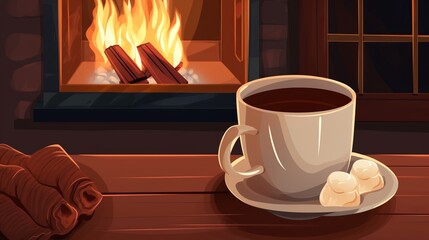 Relaxing by the Fireplace with Hot Cocoa.