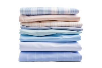 Stacked shirts. Folding clean after laundry collection set isolated on white PNG - obrazy, fototapety, plakaty