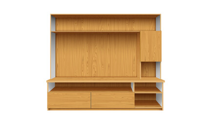 wooden showcase cabinet on the white background	