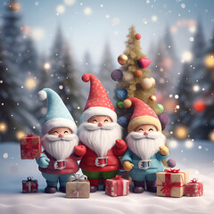 Santa claus gnomes 3d model